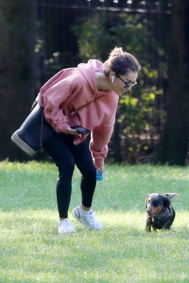 Emilia Clarke - Takes her dog to the park in London