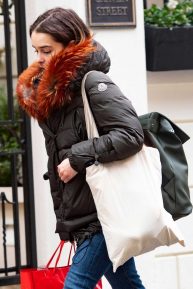 Emilia Clarke wears winter Moncler jacket in London