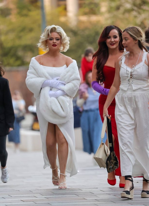 Emily Atack - Dressed as Marilyn Monroe arriving at Keith Lemon's birthday Party
