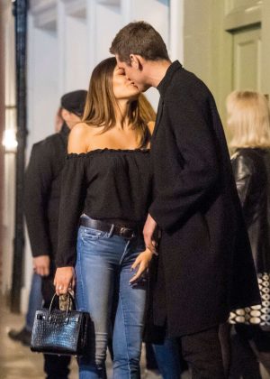 Emily Blackwell and Isaac Carew shares a kiss in London