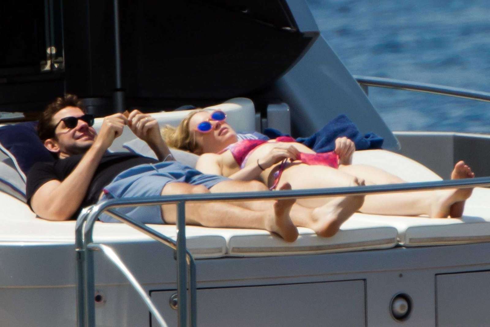 Emily Blunt in Bikini on a Boat in Italy. 