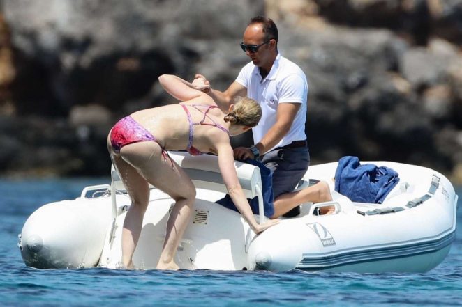 Emily Blunt in Bikini on a Boat in Italy
