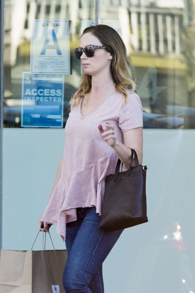 Emily Blunt in Jeans out in Studio City