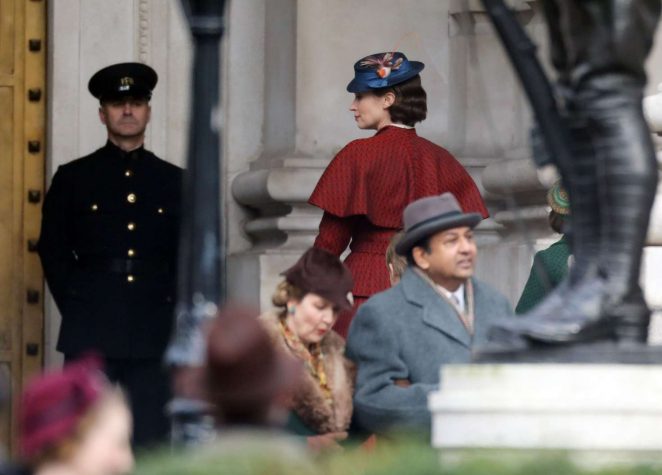 Emily Blunt on set 'Mary Poppins Returns' in London