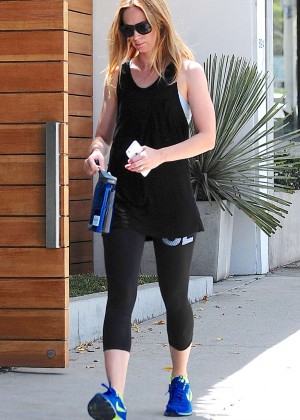 Emily Blunt in Tights at Rise Movement Studio in West Hollywood