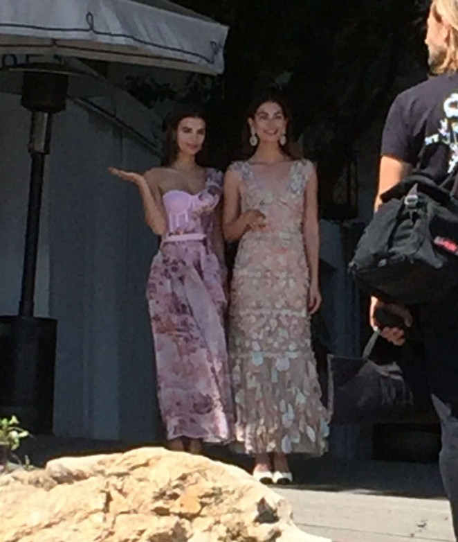 Emily Ratajkowski and Lily Aldridge modelling at the Chateau Marmont in LA