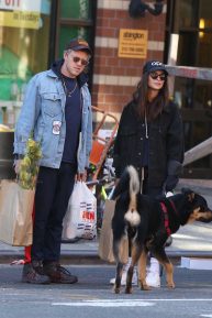 Emily Ratajkowski and Sebastian Bear-McClard - Shopping with their dog in Soho