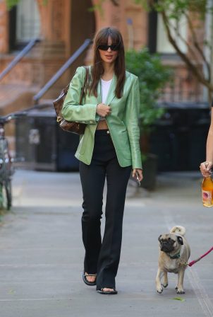 Emily Ratajkowski - In a green blazer seen while out in New York