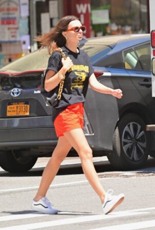Emily Ratajkowski - In a orange shorts out in NY