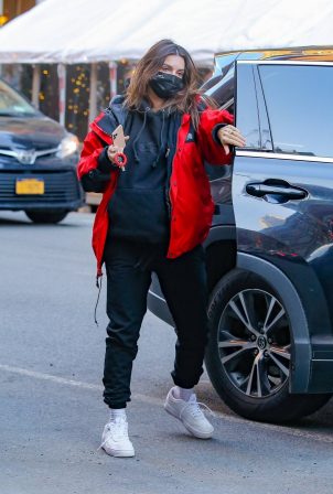 Emily Ratajkowski - In a red North Face jacket out in New York