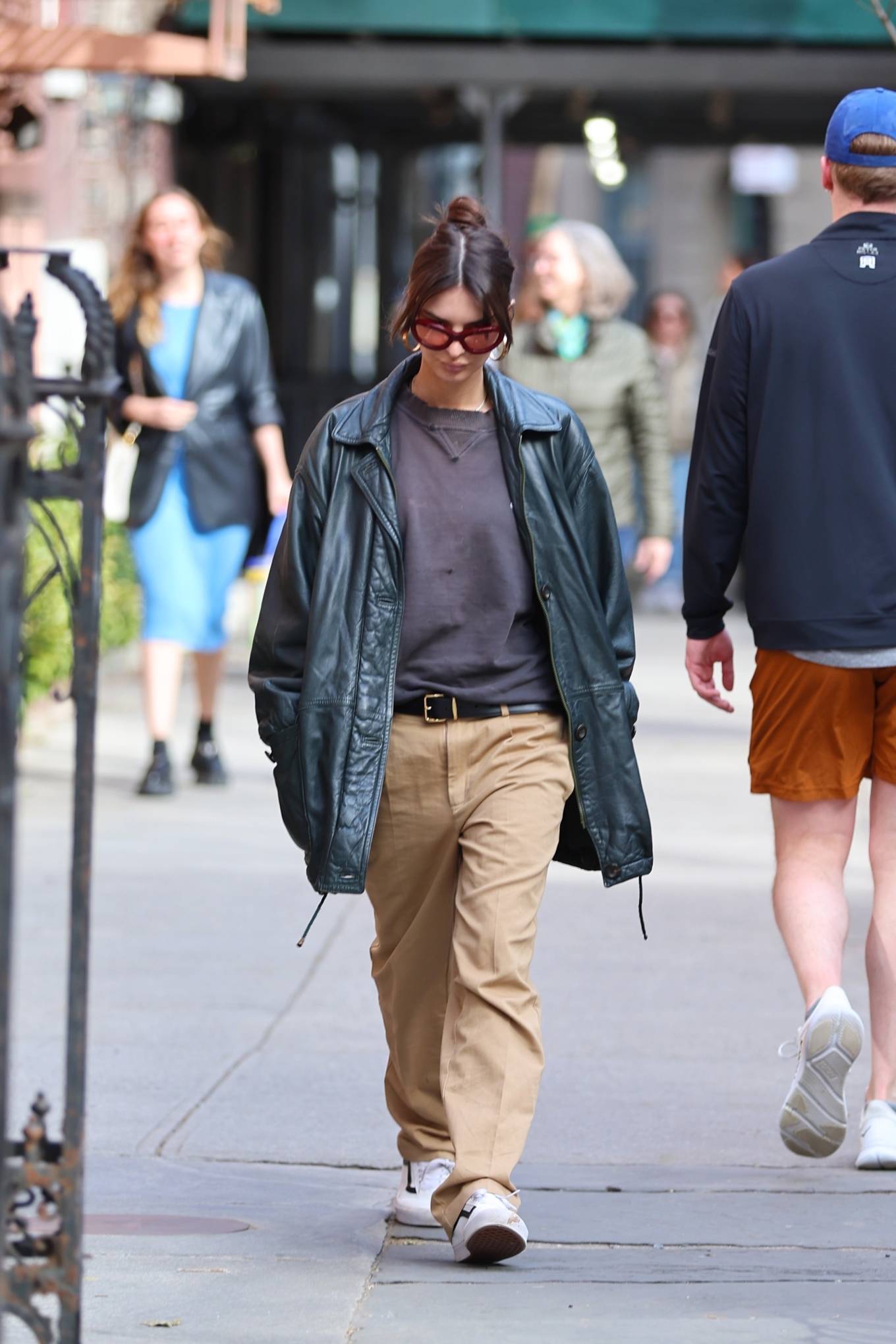 Emily Ratajkowski 2023 : Emily Ratajkowski – In an oversized leather jacket while out in New York-01