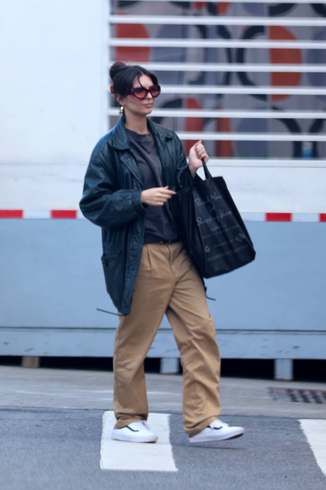 Emily Ratajkowski 2023 : Emily Ratajkowski – In an oversized leather jacket while out in New York-03