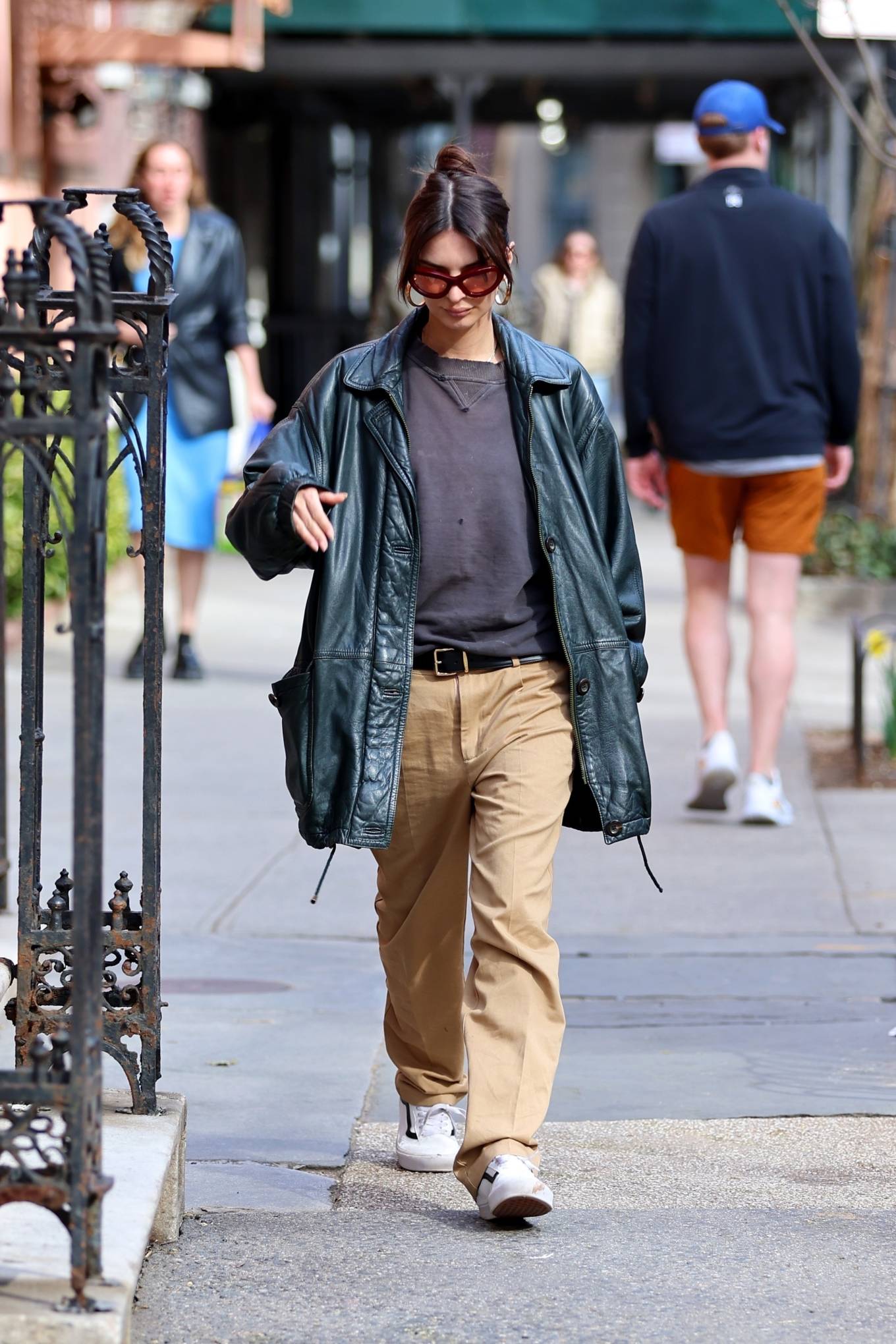Emily Ratajkowski 2023 : Emily Ratajkowski – In an oversized leather jacket while out in New York-08