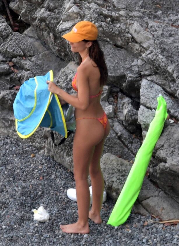 Emily Ratajkowski - in orange bikini in Positano