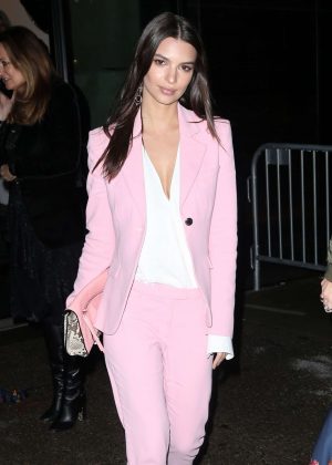 Emily Ratajkowski in Pink Suit out in New York City