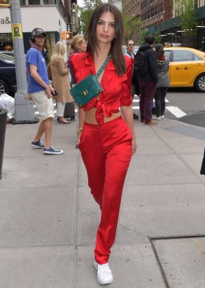 Emily Ratajkowski in Red out in New York
