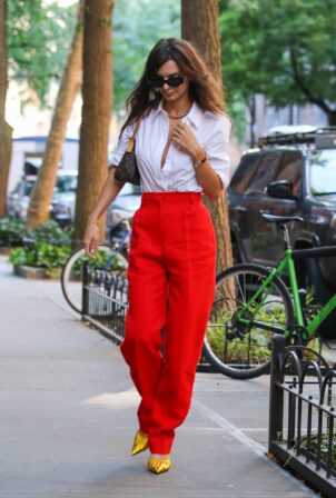 Emily Ratajkowski - In red pants out in New York