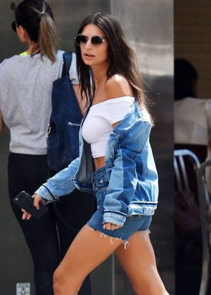 Emily Ratajkowski in Shorts Out for Lunch in New York