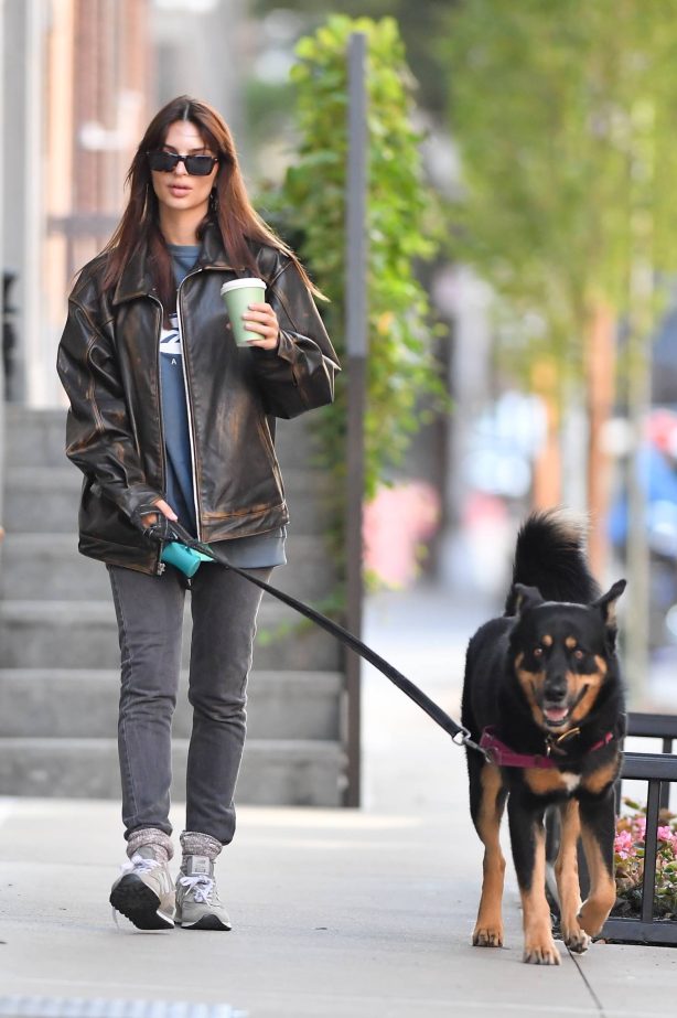 Emily Ratajkowski - On a dog walk in New York