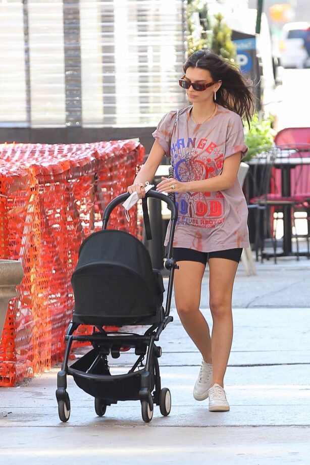 Emily Ratajkowski - out with her son Sylvester in New York