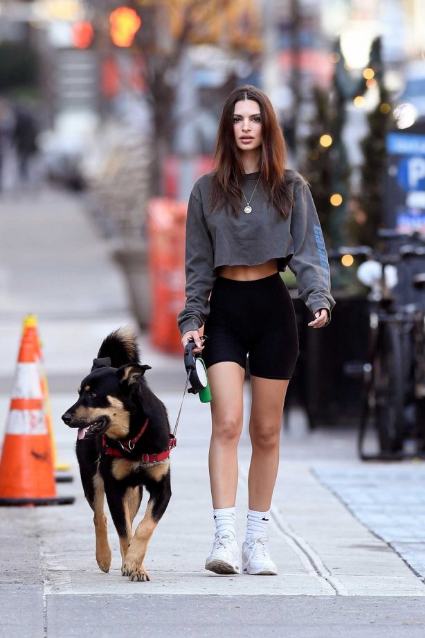 Emily Ratajkowski - Walks her dog in New York City