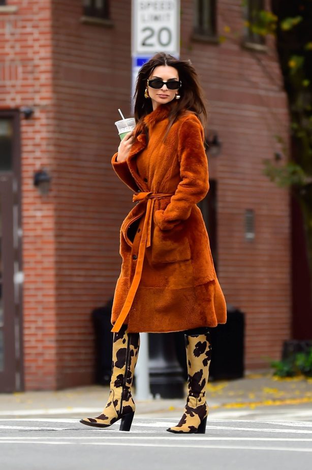 Emily Ratajkowski - Wearing autumn attire while out in New York