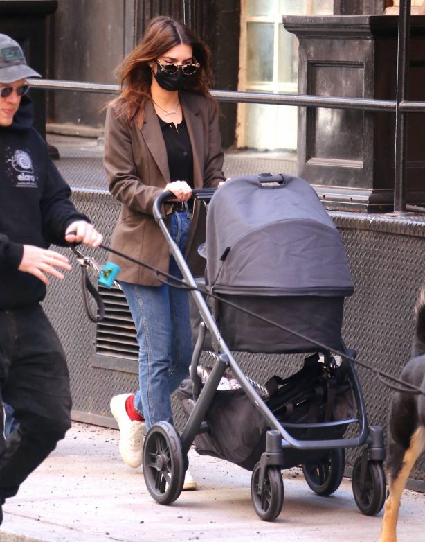 Emily Ratajkowski - With her newborn baby Sylvester Apollo Bear seen on the street in New York