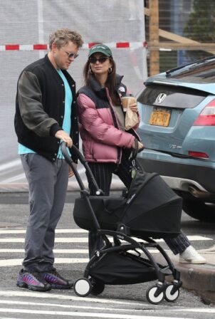 Emily Ratajkowski - With husband Sebastian Bear-McClard and their baby Sylvester in New York