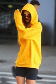 Emily Ratjakowski - Wearing an orange hoody out in Brooklyn