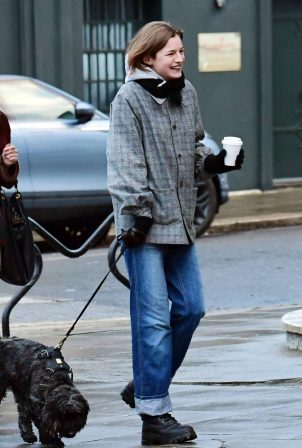 Emma Corrin - Walking her dog in London's Primrose Hill