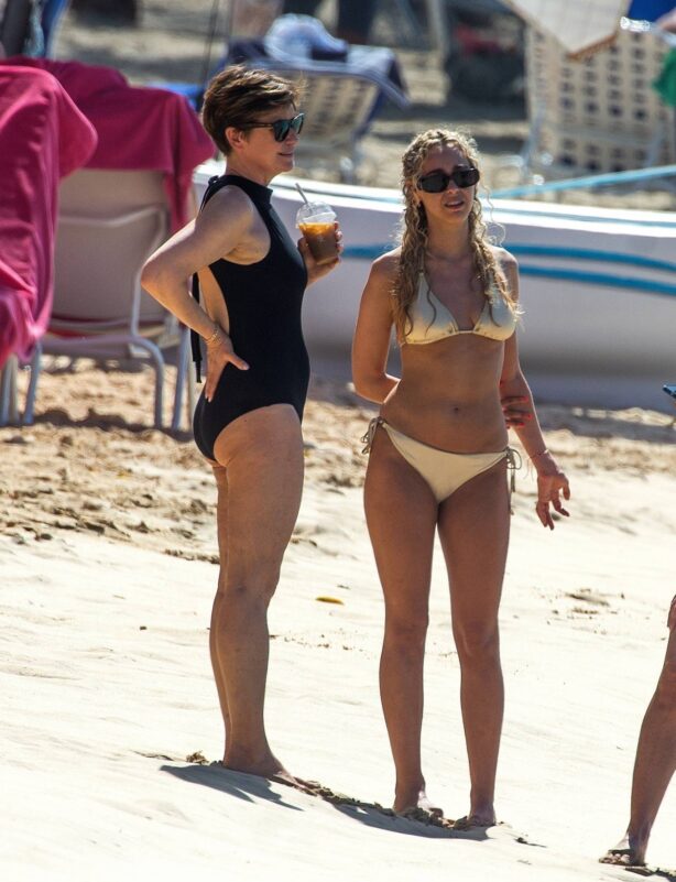 Emma Forbes - Wearing black swimsuit on Sandy Lane Hotel’s beach in Barbados