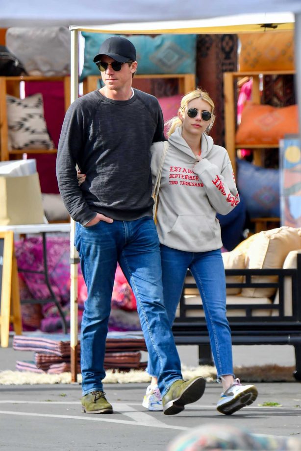 Emma Roberts and boyfriend Garrett Hedlund at a local flea market in Los Angeles