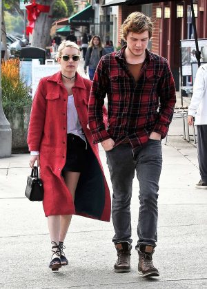 Emma Roberts and Evan Peters at a UPS Store in Los Angeles
