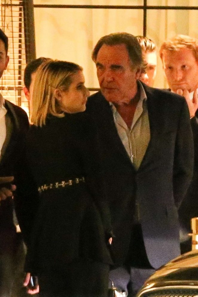Emma Roberts and Oliver Stone at CAA pre Oscar party in West Hollywood 