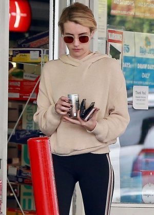 Emma Roberts at a gas station in Beverly Hills