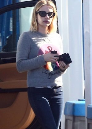 Emma Roberts at a gas station in Hollywood