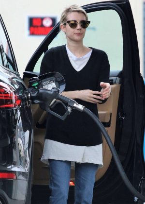 Emma Roberts at a gas station in LA