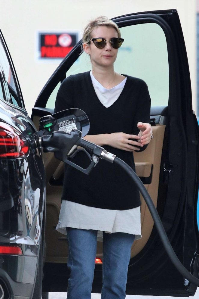 Emma Roberts at a gas station in LA