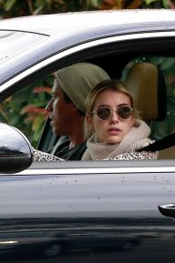Emma Roberts - Grab a Starbucks from her car