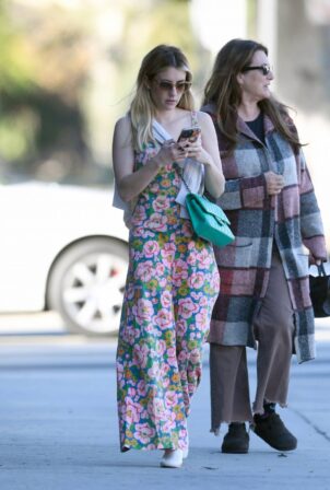 Emma Roberts - In a floral dress shopping with her mother in Los Angeles