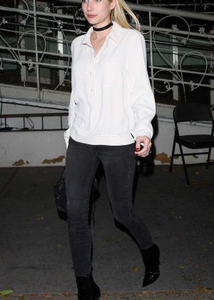 Emma Roberts in Black Jeans at Madeo Restaurant in West Hollywood