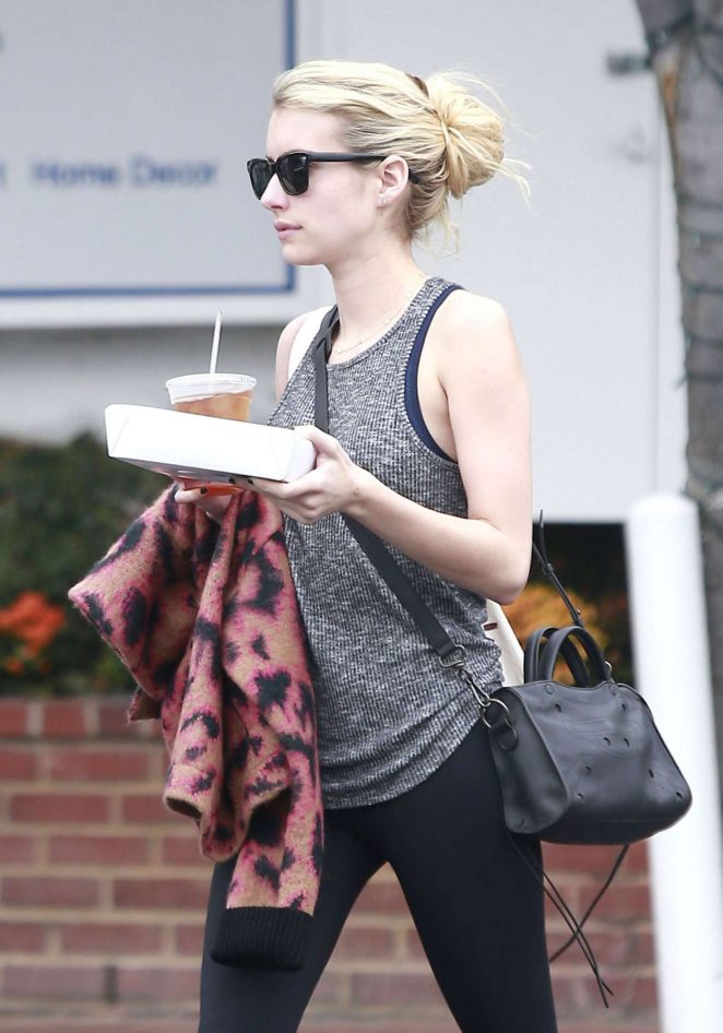 Emma Roberts in Black Spandex out in West Hollywood