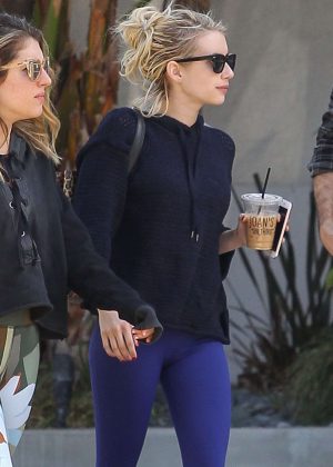 Emma Roberts in Blue Tights out in LA