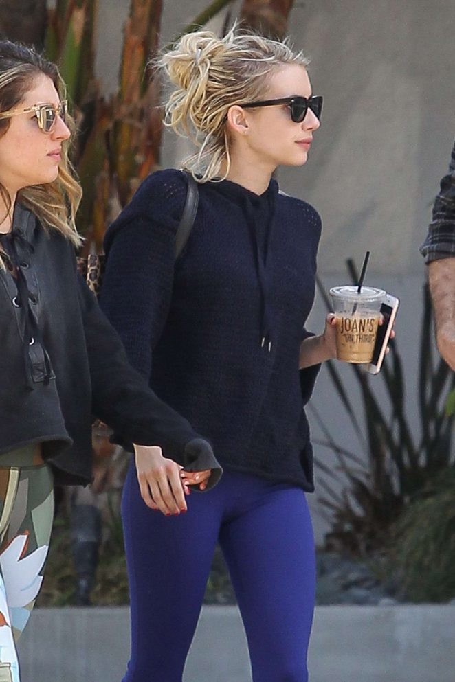 Emma Roberts in Blue Tights out in LA