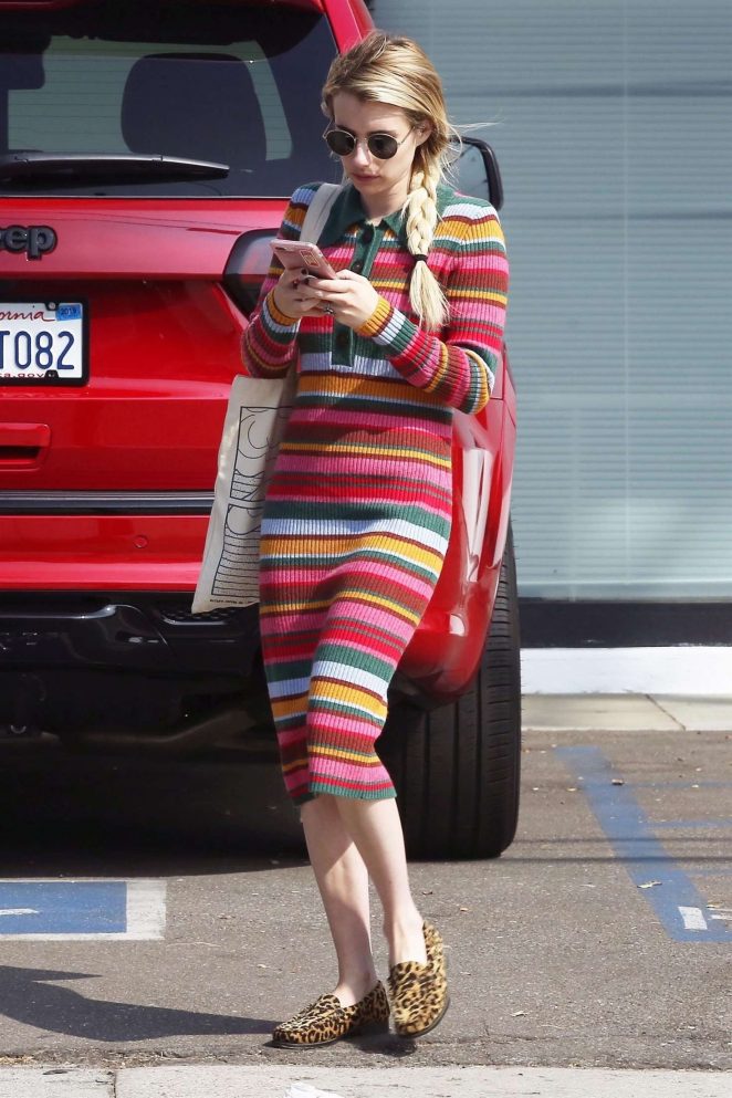 Emma Roberts in Colorful Dress - Hollywood Urgent Care in Hollywood