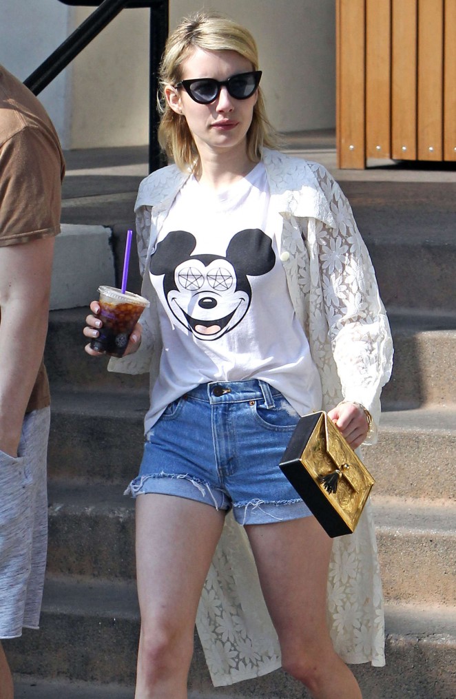 Emma Roberts in Denim Shorts Out in Los Angeles