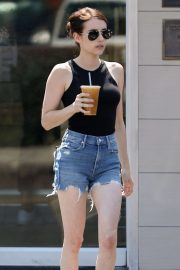 Emma Roberts in Jeans Shorts - Out in Los Feliz