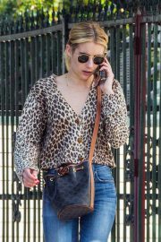 Emma Roberts in Leopard Print out in Los Feliz