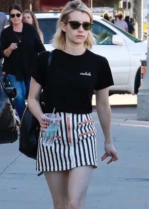 Emma Roberts in Mini Skirt - Melrose Trading Post in LA