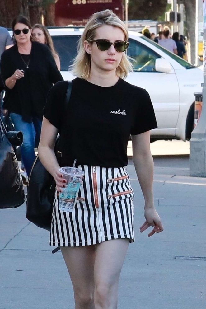 Emma Roberts in Mini Skirt - Melrose Trading Post in LA